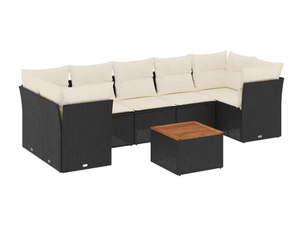 Set de sofás de jardín 6 piezas y cojines ratán sintético negro URGG22677