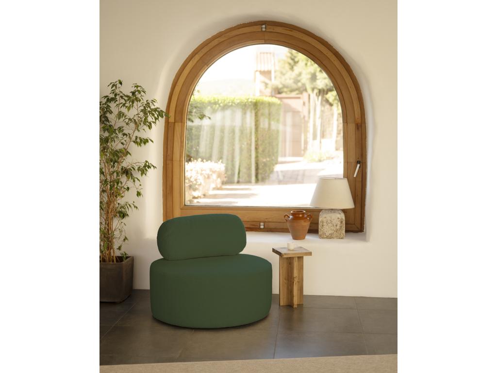 Sillón de buclé redonda color verde 105x50cm - ANE - Hogarlujo