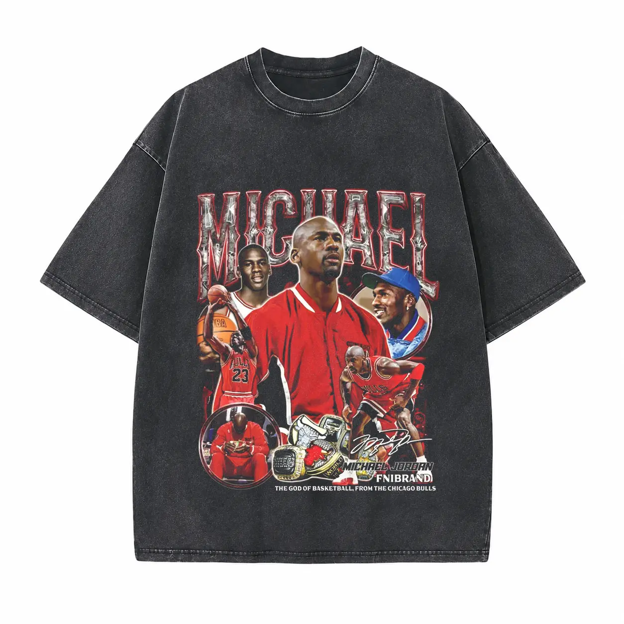 Basketball GOAT Collage Printed Unisex Washed T-Shirt