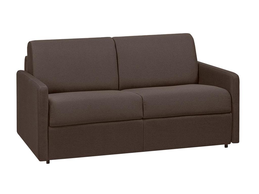 Sofá cama italiano 2 plazas de tela CALIFE - Marrón - Cama 120 cm - Colchón 22 cm