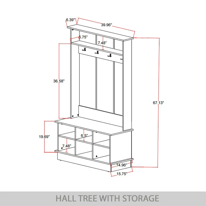CraftPorch Contemporary Hall Tree with Storage Solutions