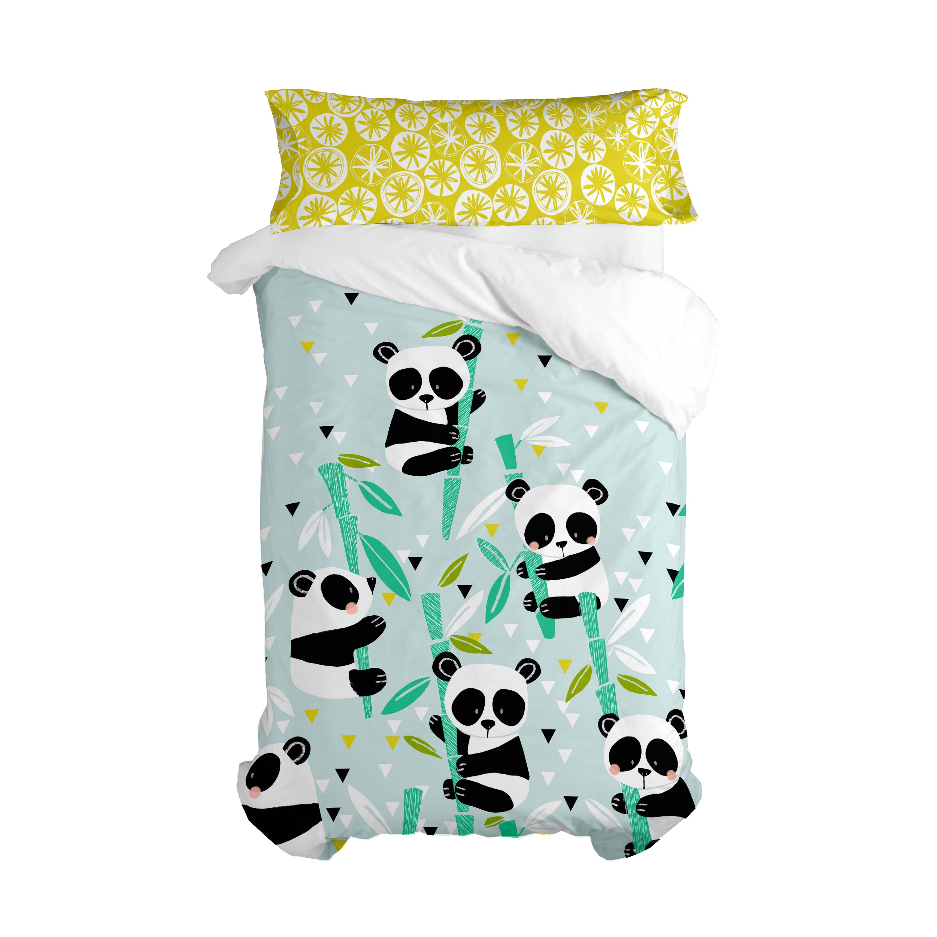 Panda garden blue Dekbedovertrek 2-delig Moshi Moshi, Blauw, 100% kato