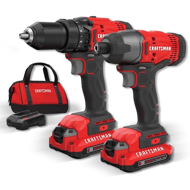 WAYFAIR CRAFTSMAN V20 20-Volt Max 2-Tool Power Tool Combo Kit With Soft Case (2-Batteries Included And Charger Included)