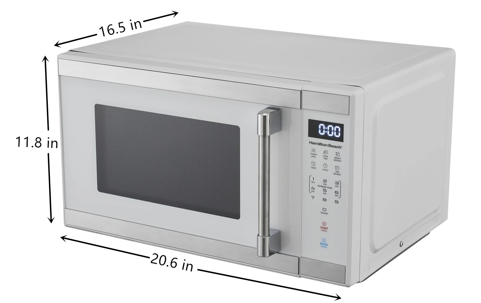 Hamilton Beach 1.1 Cu. Ft. Countertop Microwave Oven, 1000 Watts, White Stainless Steel