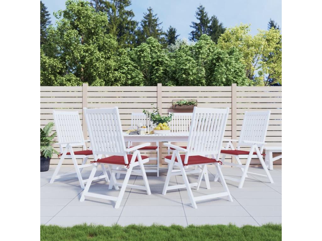 Cojines silla de jardín 6 uds tela Oxford rojo tinto 40x40x3 cm