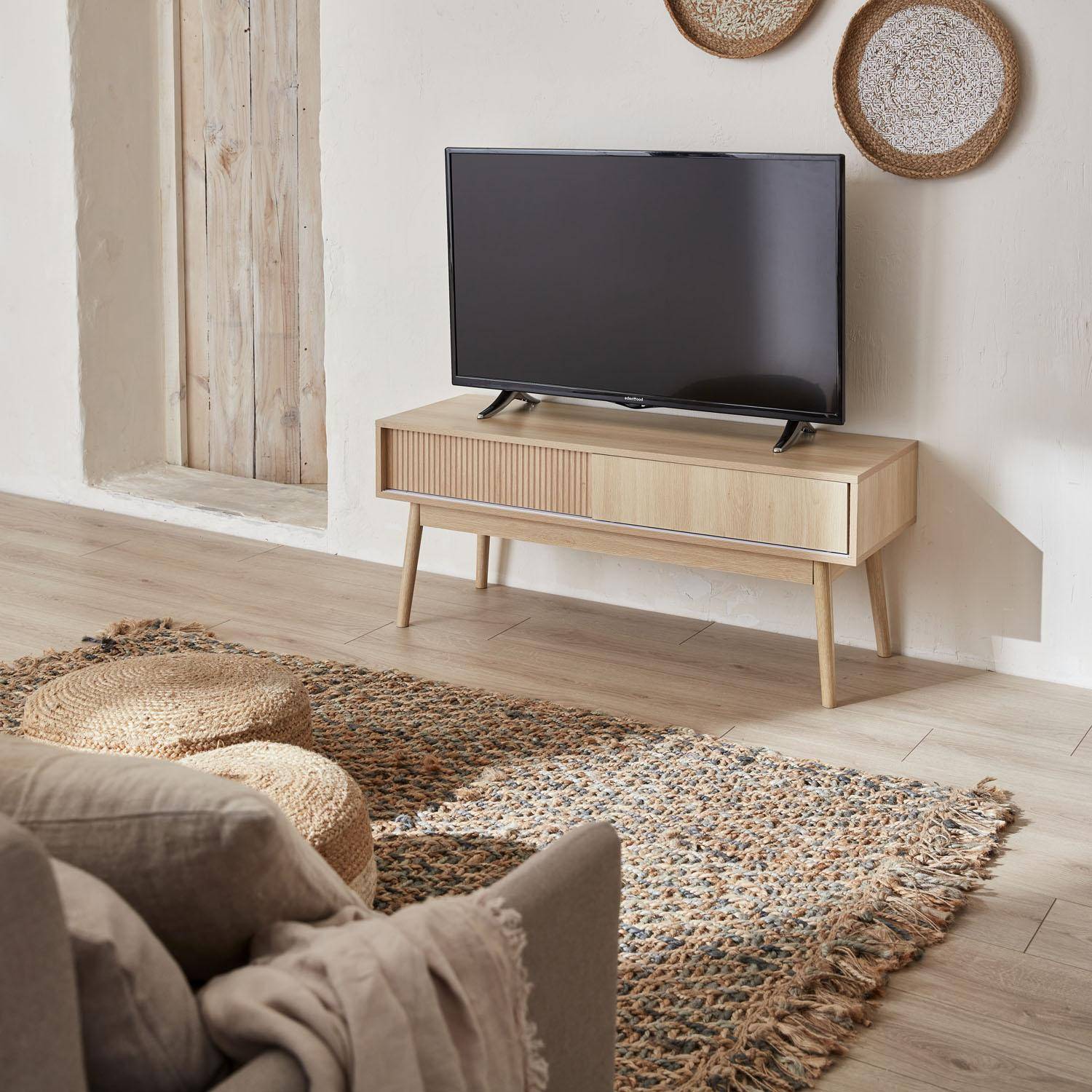 Linear - Mueble TV escandinavo efecto madera, 115cm