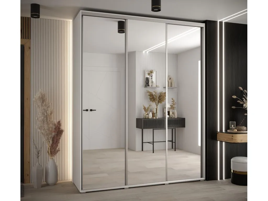 ARMARIO Kavehomedeco 2 DE PUERTAS CORREDERAS 235.2/200/60 3 puertas (Blanco/Blanco/Plata) 58459DIZS