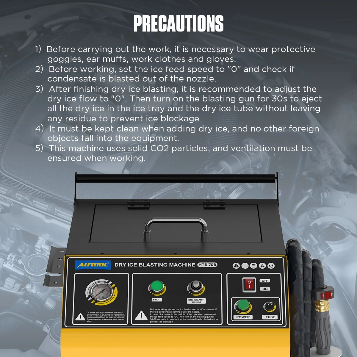 AUTOOL Automotive Dry Ice Cleaning Machine Car Engine Throttle Carbon Deposit Cleaner Exhaust Pipe Pressure Washer 110V/220V Dry Ice Blasting Clean Machine for All Cars, HTS705 - Image 19