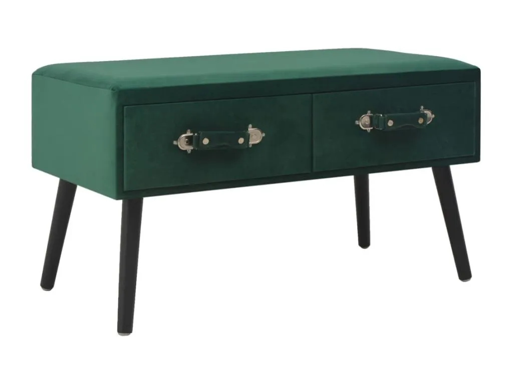 Banco con cajones terciopelo verde 80 cm hhd3624672