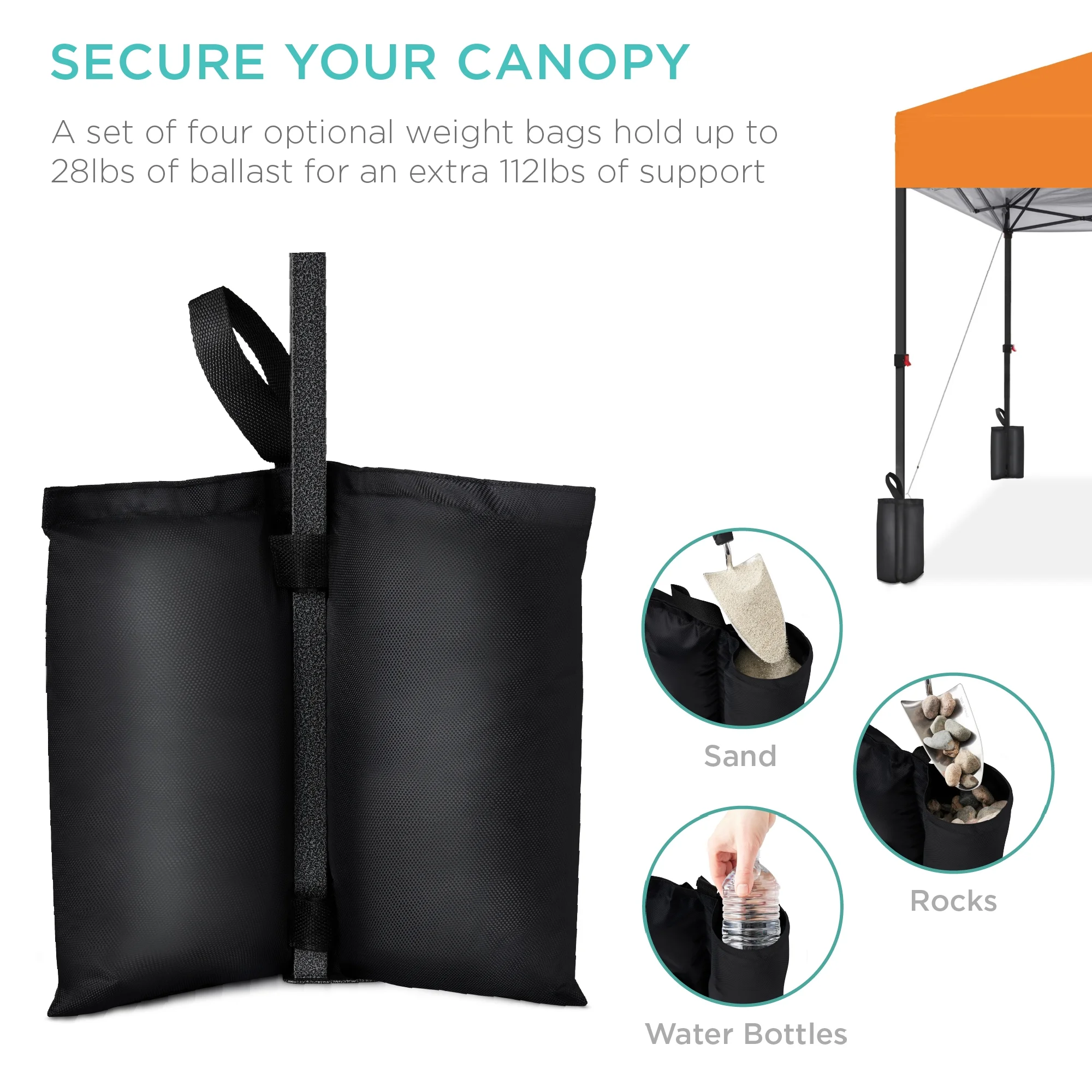 Best Choice Products 10x10ft Easy Setup Pop Up Canopy w/ 1-Button Setup, Wheeled Case, 4 Weight Bags - White - Image 196