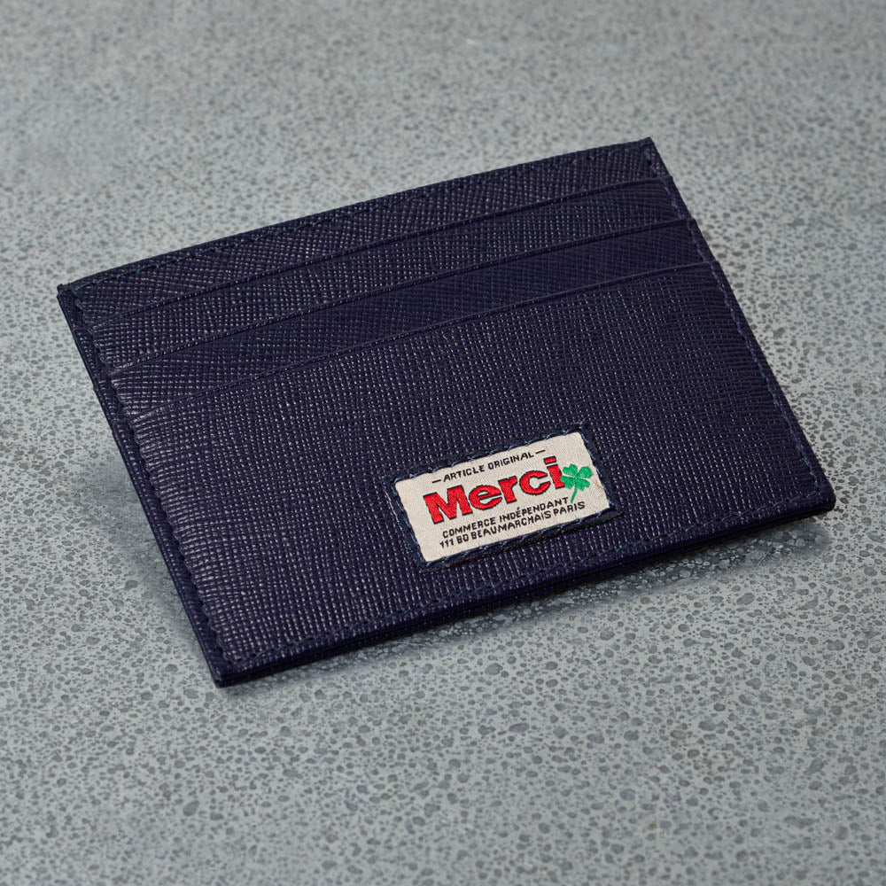 Merci - Porte Carte Plat - Marine