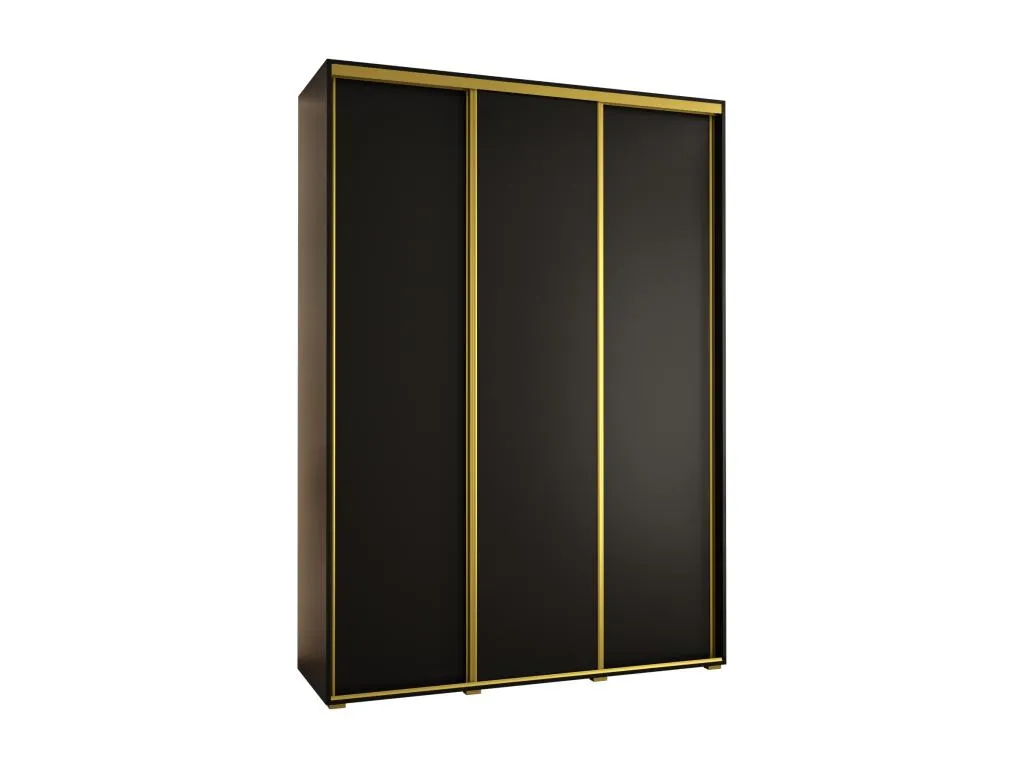 Armario Davos 1 corredero elegante 235,2x180x60 cm 3 puertas negro/oro noq2866122