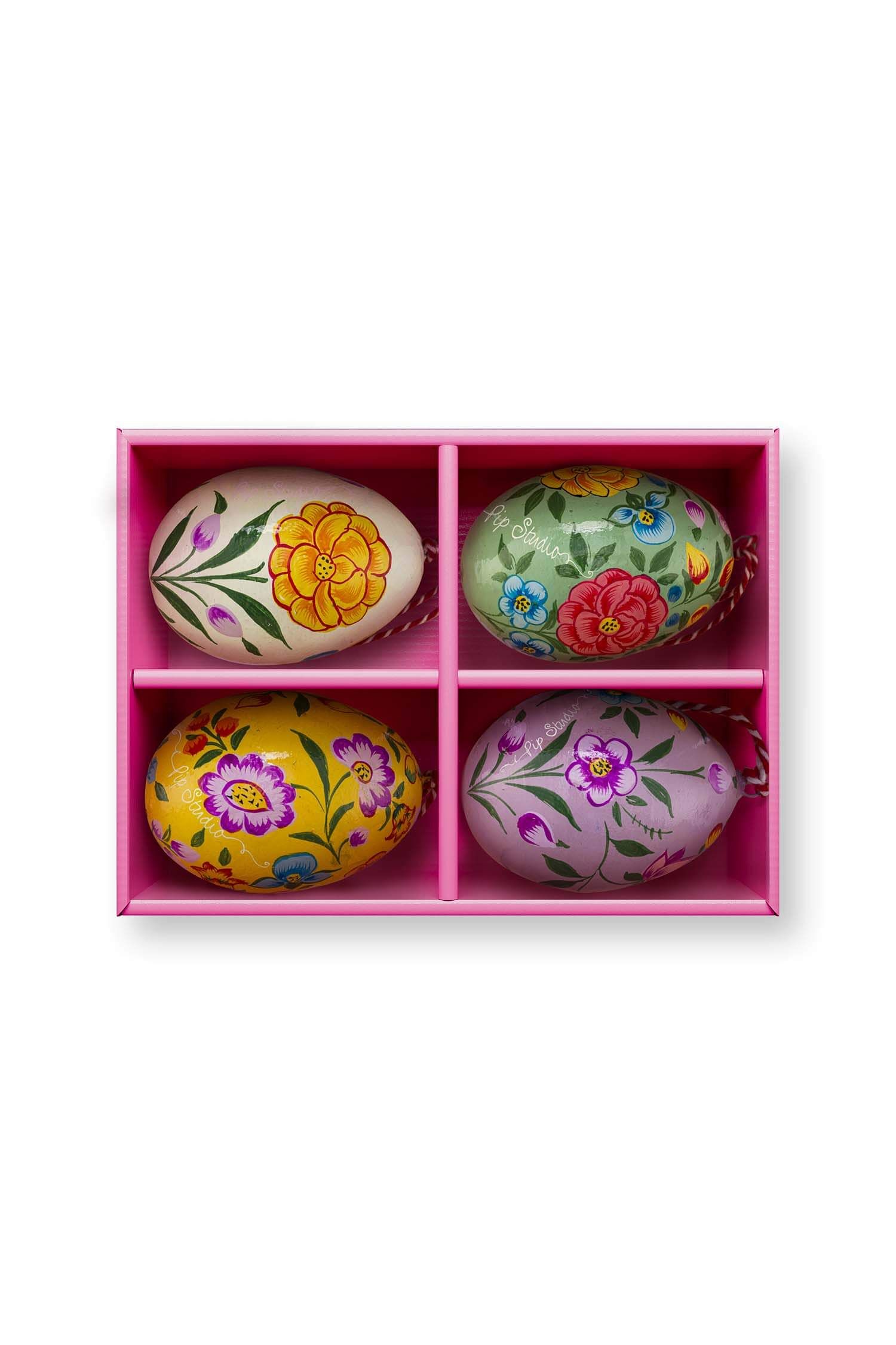 Set/4 Painted Paper Mache Eggs