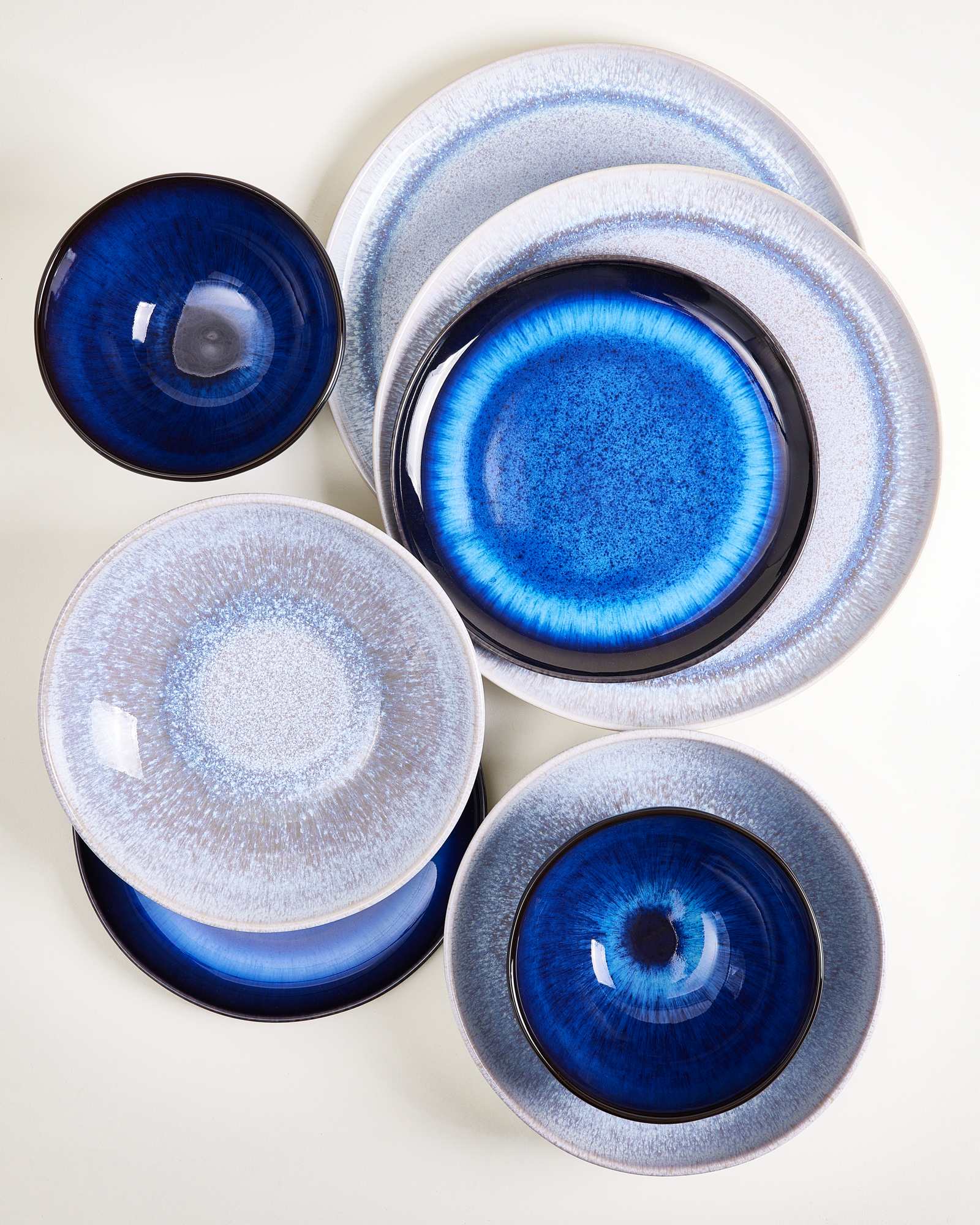 Melides Geschirr-Set deepseablue stoneblue 16-teilig