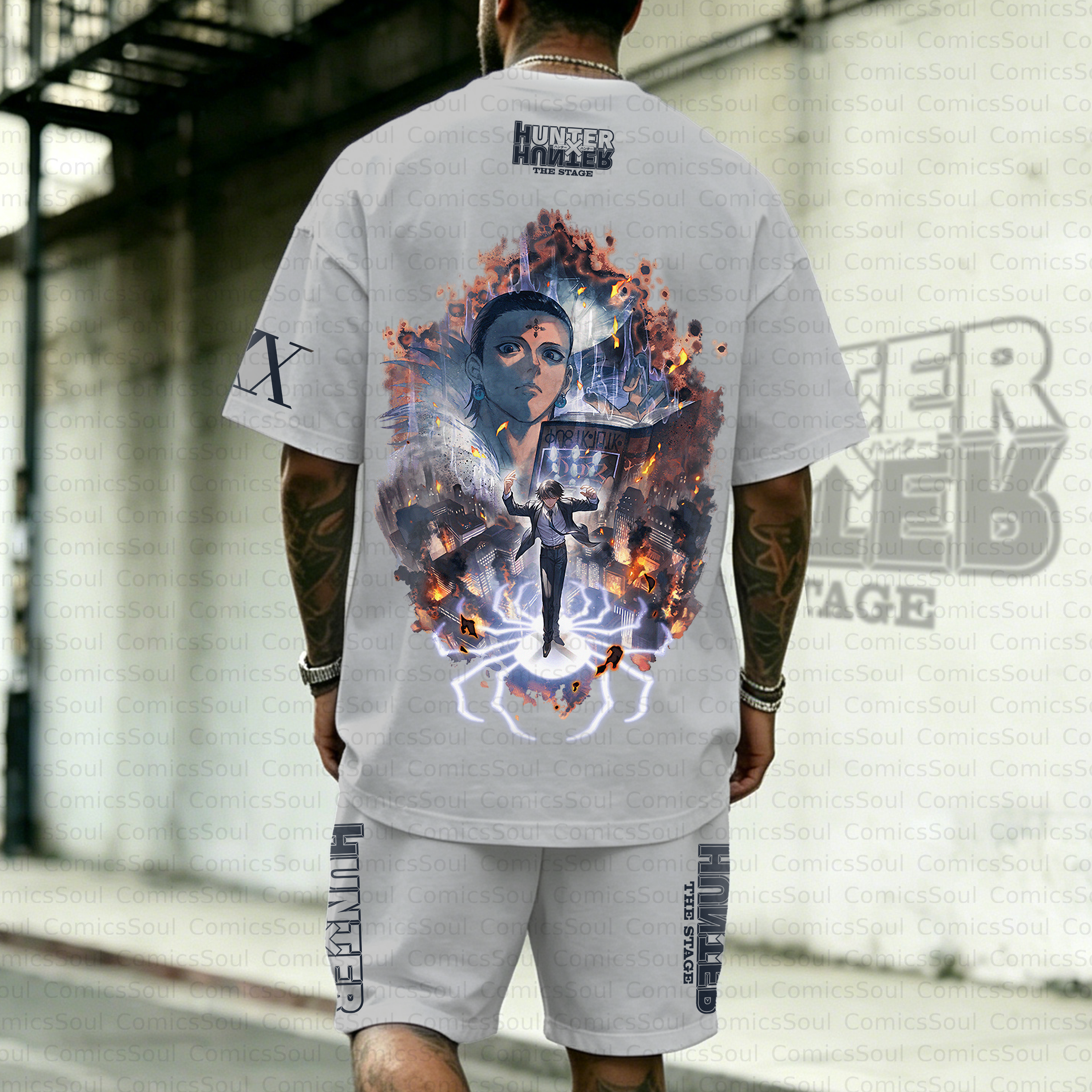 Unisex Anime Inspired Vintage T-shirt& Shorts 2 Pieces Set