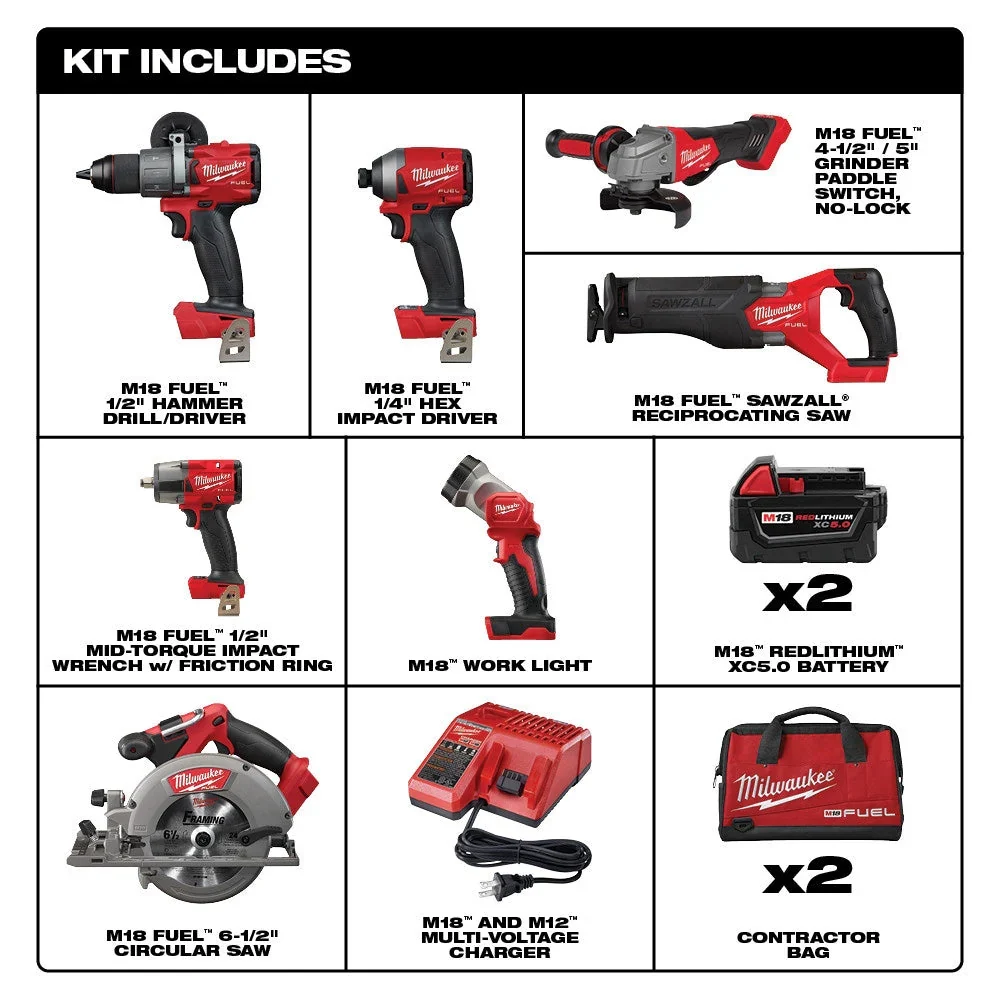 Milwaukee M18 FUEL 18V Brushless Cordless 7-Tool Combo Kit With Two 5.0 Ah Batteries - Image 9 Milwaukee M18 FUEL 18V Brushless Cordless 7-Tool Combo Kit With Two 5.0 Ah Batteries - Image 9