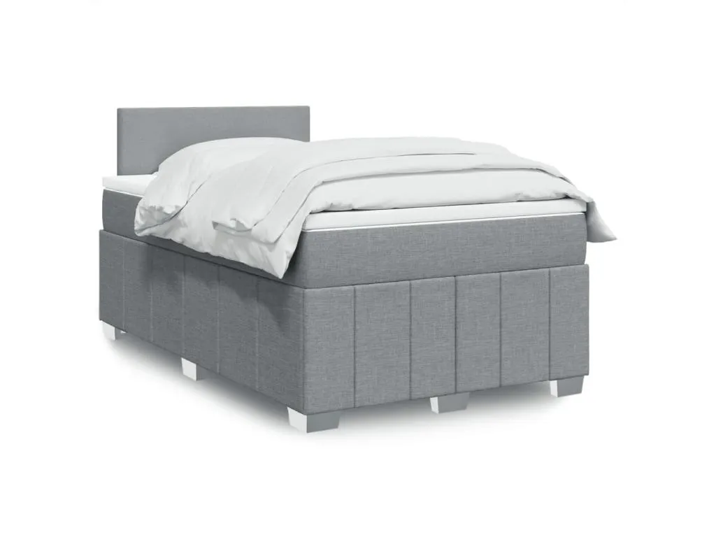 Cama box spring con colchón tela gris claro 120x190 cm ltk3522606