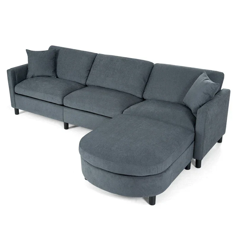107.87" Sectional Sofa with Removable Seat and Back Cushions, Includes 1 Ottoman