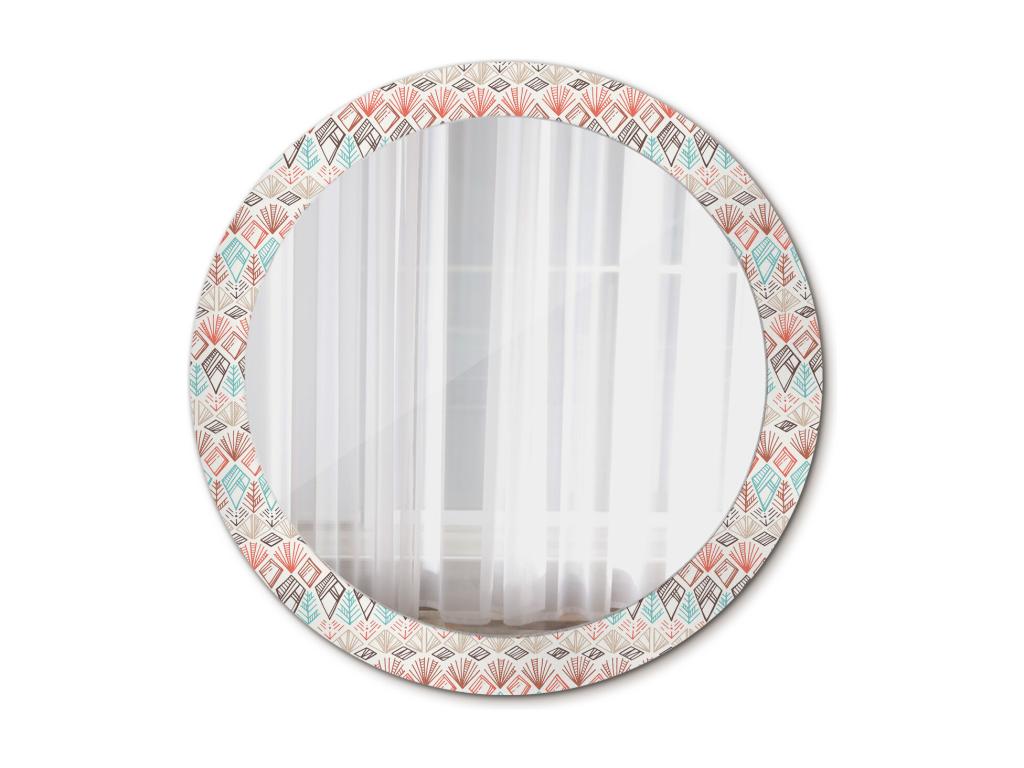 Espejo redondo decorativo - Motivo étnico - 80 cm