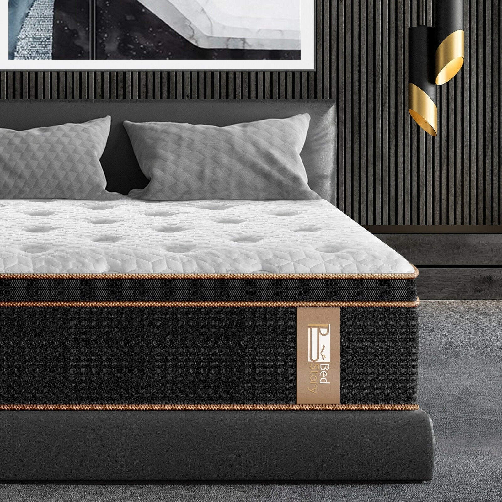 12 (H) Pocket Spring Hybrid Mattress. Queen Size Gel Infused Memory Foam Mattresses Bed in-a-Box CertiPUR-US Certified