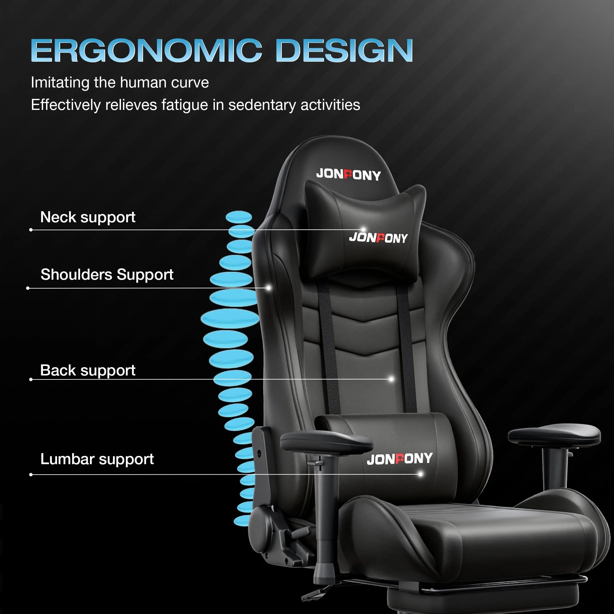 JONPONY Big and Tall 500LBS Gaming Chair, Ergonomic Design, Gamer Chair PU Leather with Footrest and Lumbar Support, High Back Office Chair Support 8 Hours Long Sitting, Computer Chair,Red - Image 61