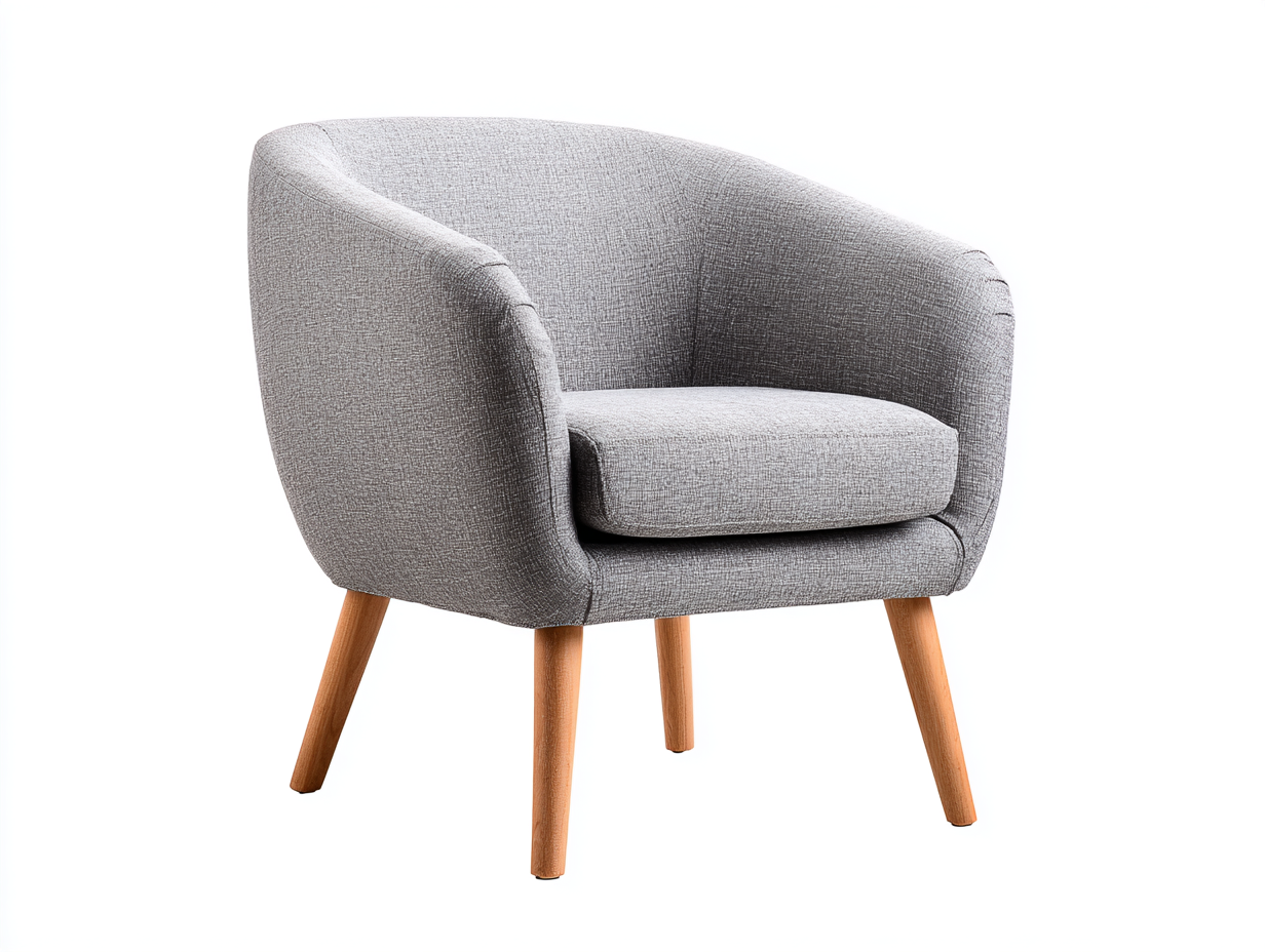 Sillón individual de tela gris 72×68×78 cm – patas de madera – diseño contemporáneo