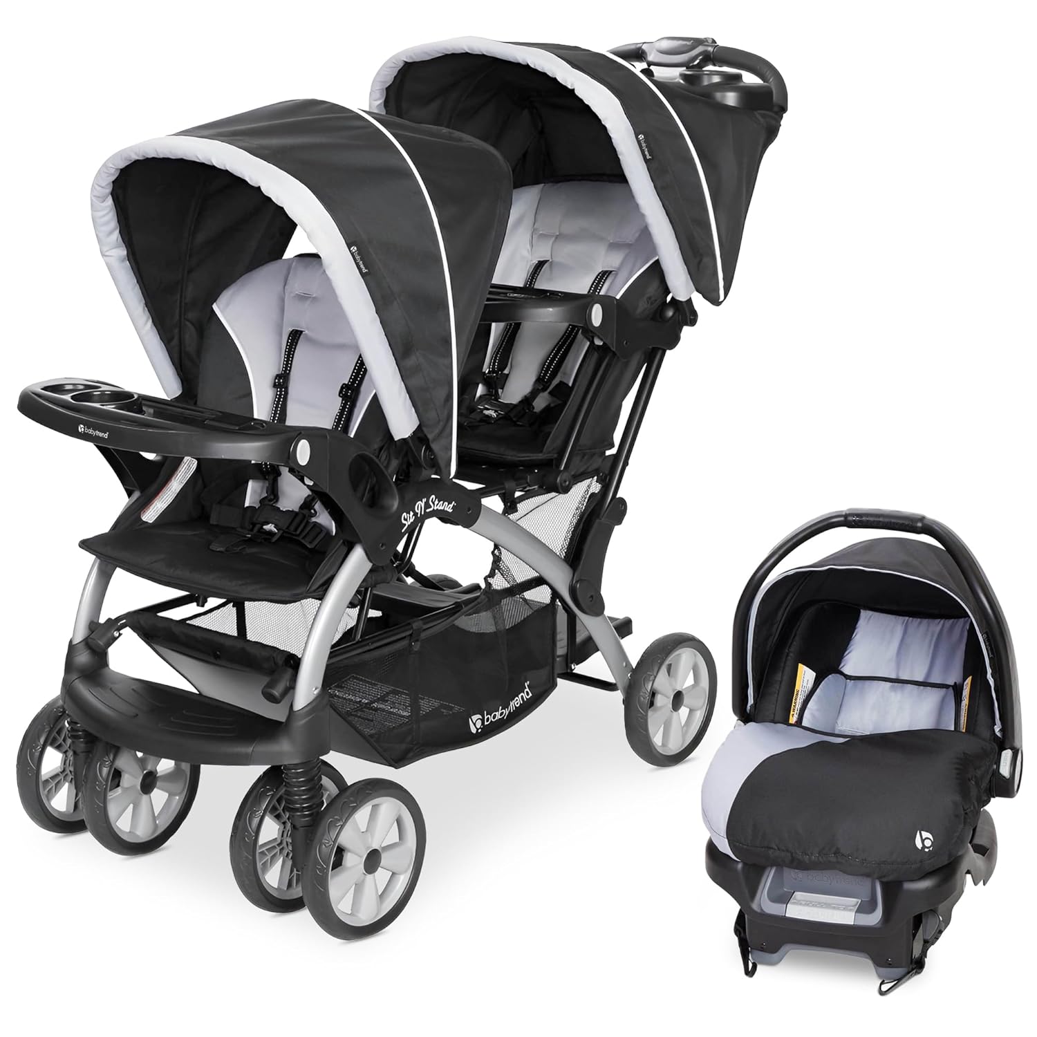 WAYFAIR Baby Trend Infant And Toddler Double Stroller & 2 Car Seat Combo, 3 Pc Set, Khaki - Portable And Lightweight Stroller Duo And Car Seat Travel System Tandem