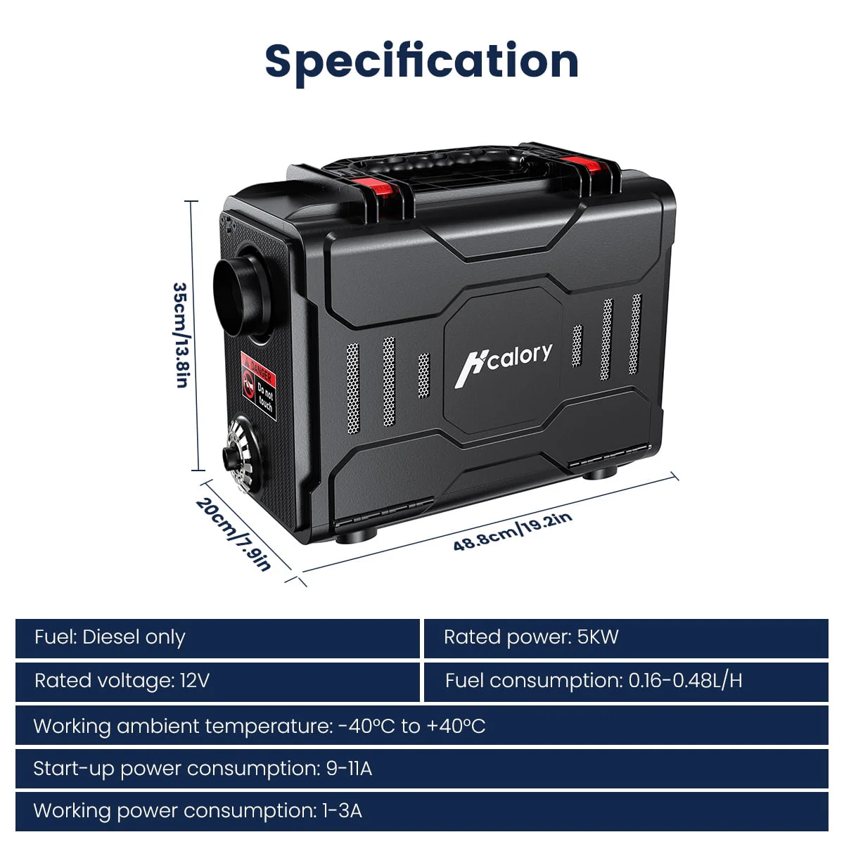 HCALORY Diesel Air Heater, 12V 8KW All-In-One Portable Handheld Toolbox with Bluetooth APP Control and LCD Monitor for Car Trucks Boat Bus RV Trailer Motor-Homes and Camper, Black - Image 14
