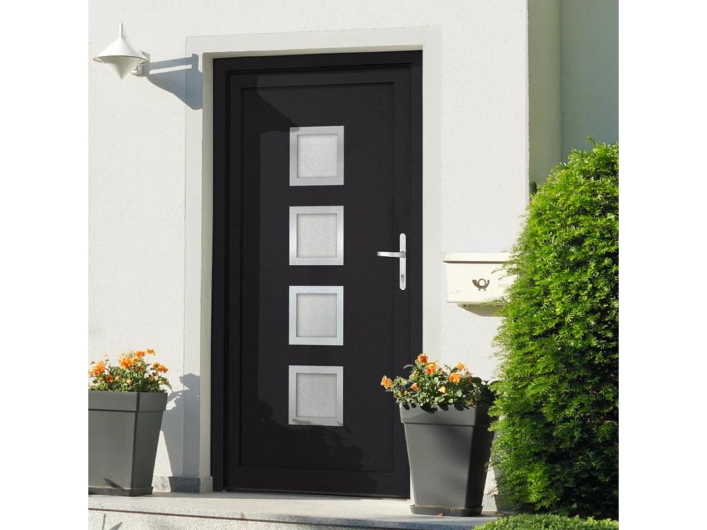 Puerta de entrada antracita 98x208 cm PVC
