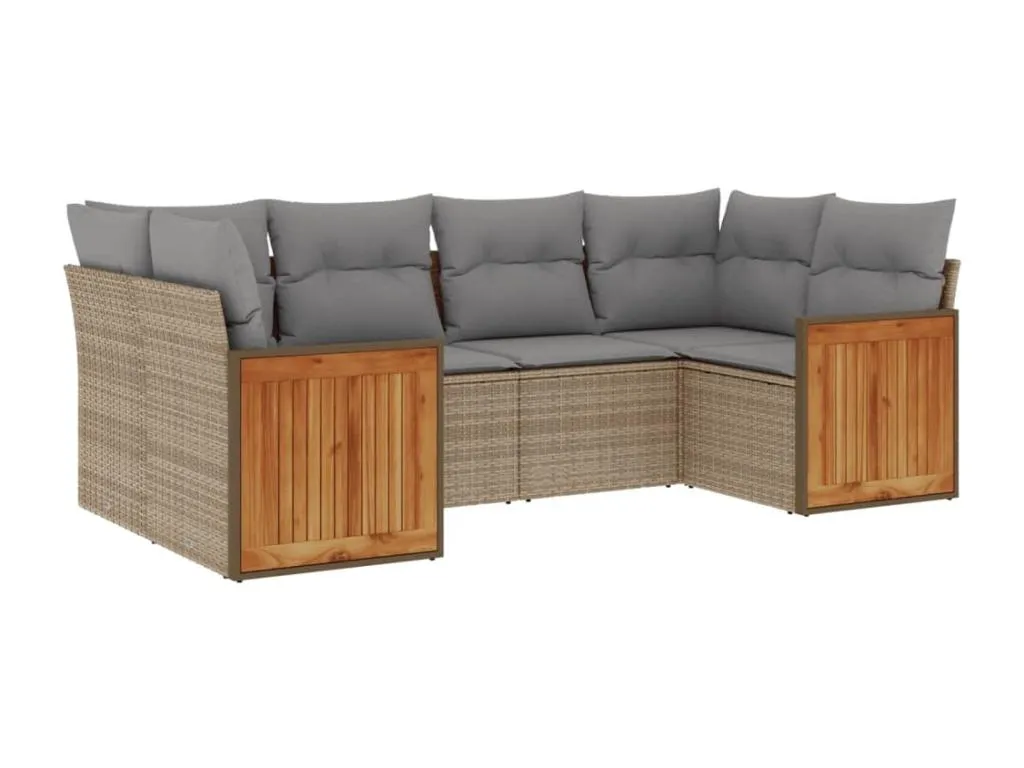 Juego de sofás jardín con cojines 6 piezas ratán sintético beige PHEP35525