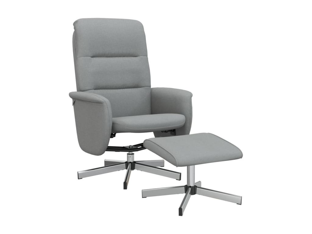 Sillón reclinable con reposapiés tela gris claro