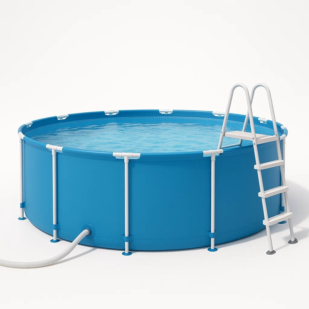 Piscina tubular redonda desmontable 298x96 cm Azul/Blanco con filtro y escalera OaOxhUB240dG