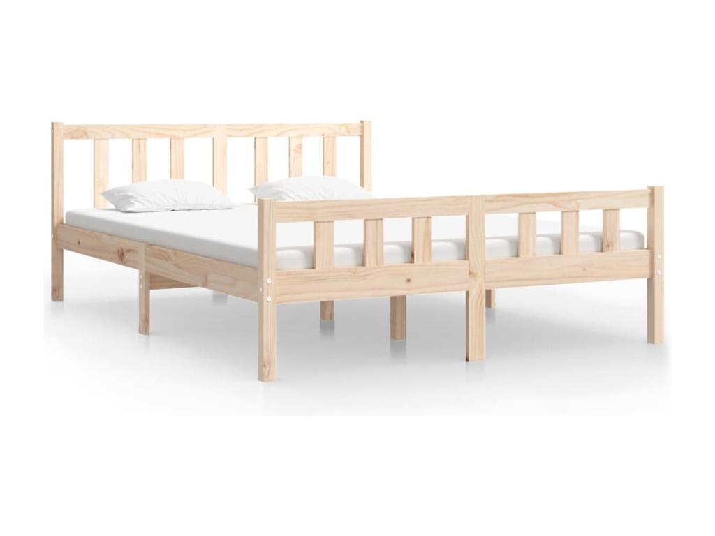 Estructura de cama doble pequeña sin colchón madera maciza
