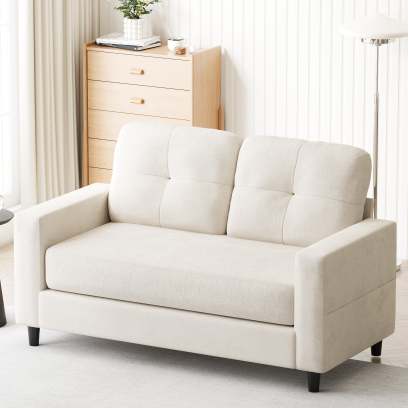 2-Seater Sofa 132cm Loveseat Sofa Beige