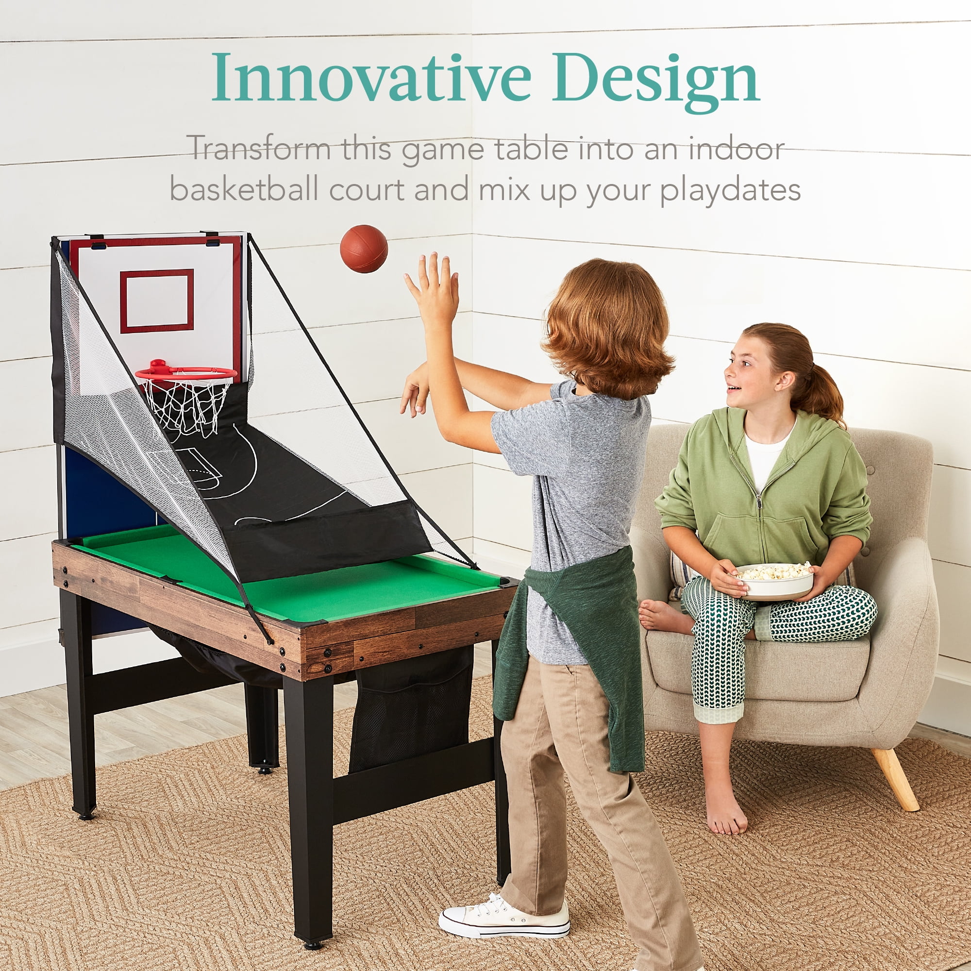 Best Choice Products 13-in-1 Combo Game Table Set w/ Ping Pong, Foosball, Basketball, Hockey, Archery - Natural - Image 33
