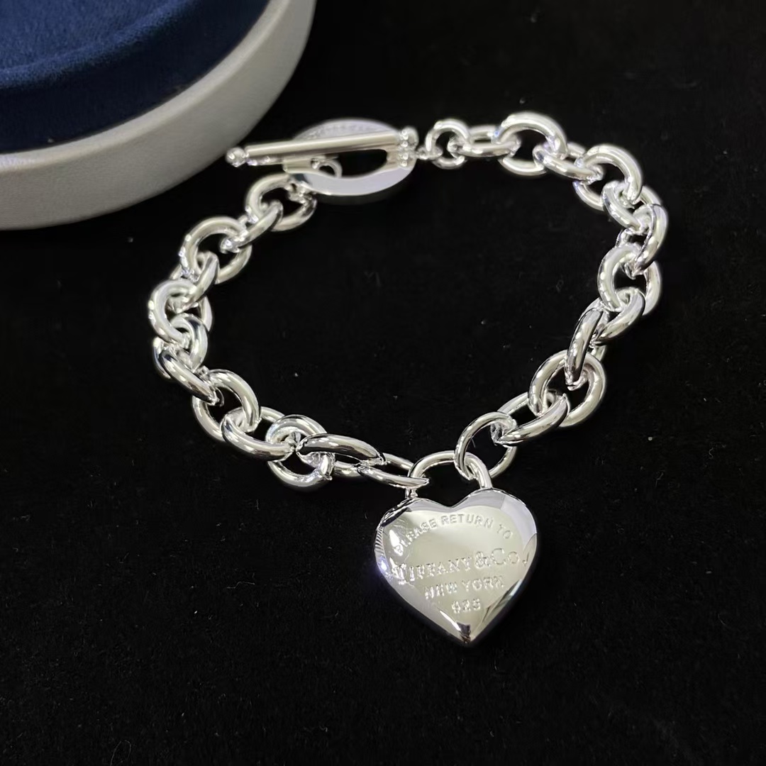 Tiffany Heart Charm OT Clasp Bracelet - Original Replica Club