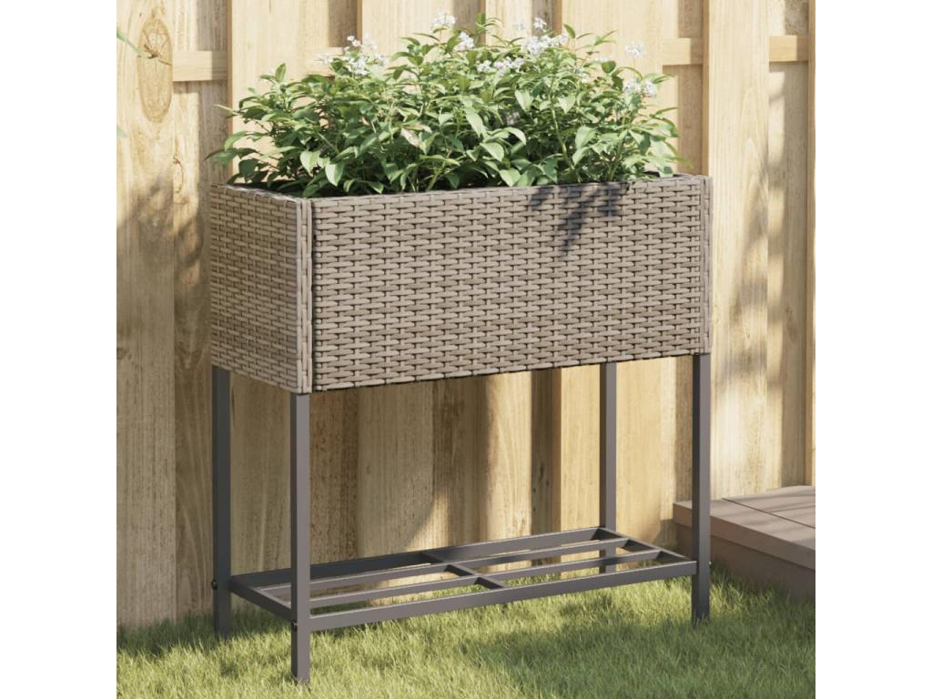 Con Decoratodo stante 2 uds ratán sintético gris 70x28x70 cm