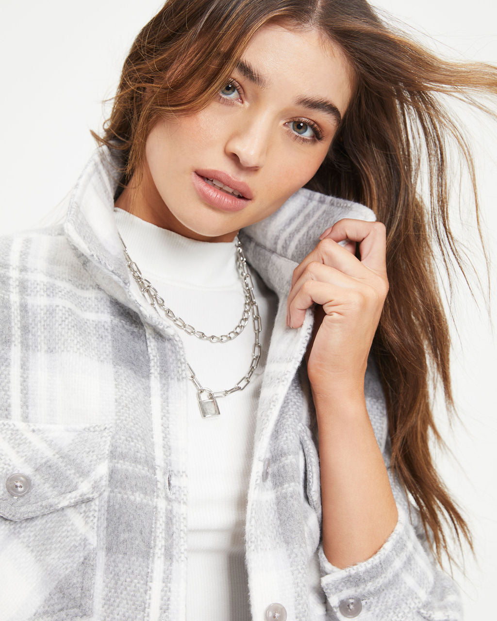 Keep You Warm Pocketed Plaid Jacket - Se7enfashion