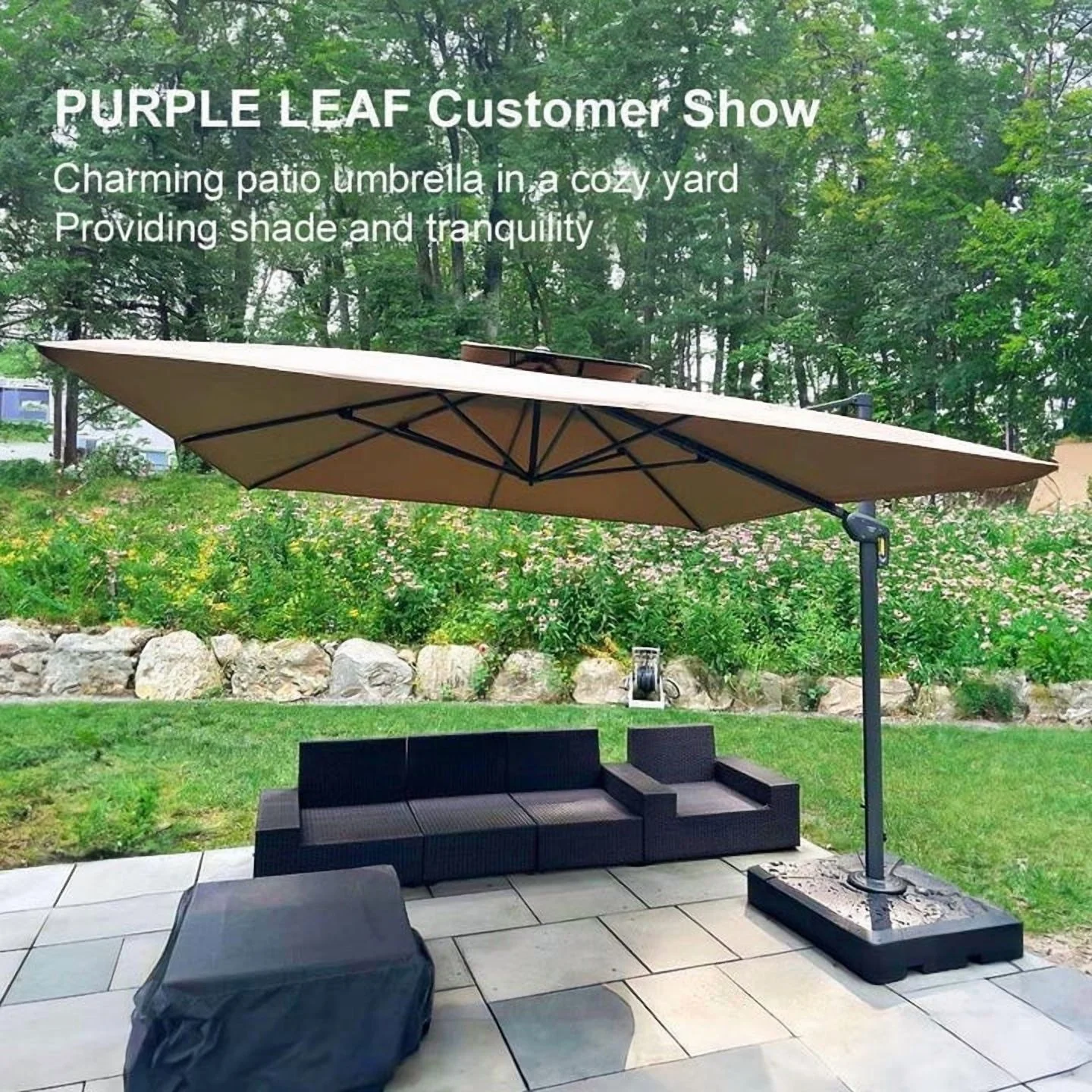 PURPLE LEAF Outdoor Cantilever Umbrella 10' X 13' Rectangle Umbrella Large Patio Umbrella Windproof Heavy Duty Hanging Offset Umbrella for Garden Outdoor Pool, Dark Grey - Image 19