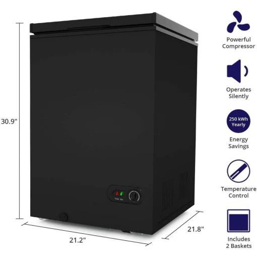 Northair Chest Freezer ?C 3.5 Cu Ft with 2 Removable Baskets ?C Reach In Freezer Chest ?C Quiet Compact Freezer ?C 7 Temperature Settings ?C Black
