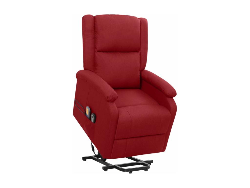 Sillón de masaje elevable tela rojo tinto
