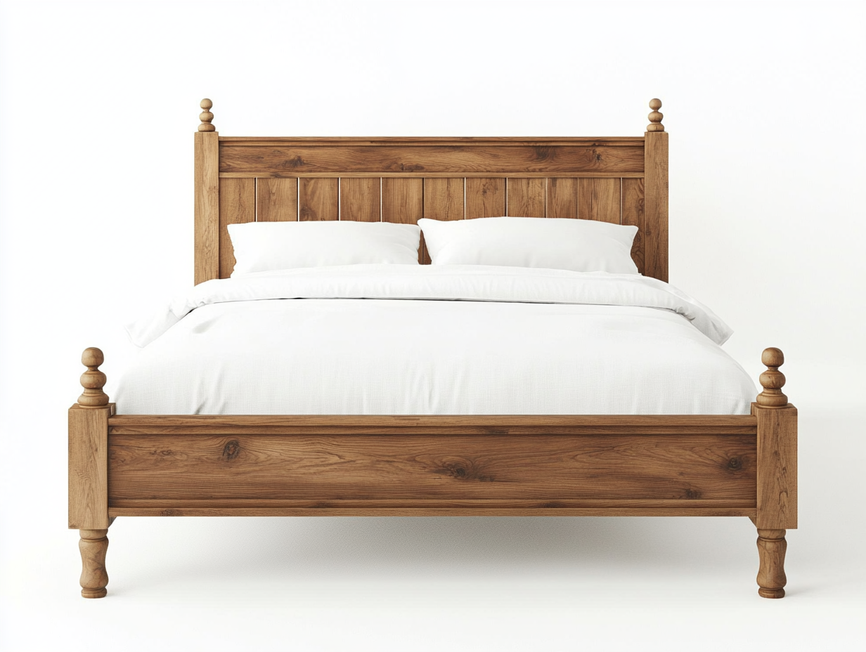 Cama de Madera con Cabecero y Piecero en Color Madera Natural 140x190 cm