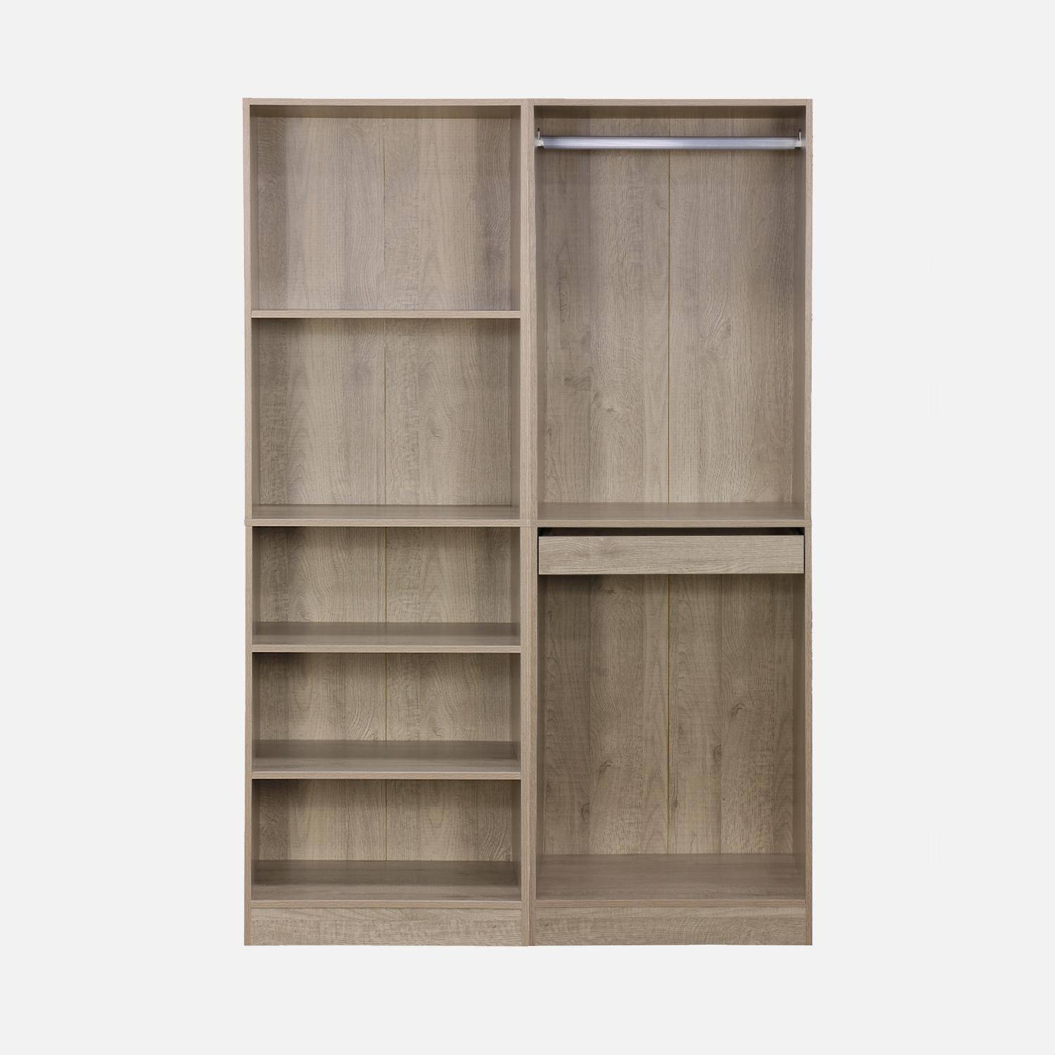 Modulo - Vestidor con 5 estantes, una barra de colga y portapantalones