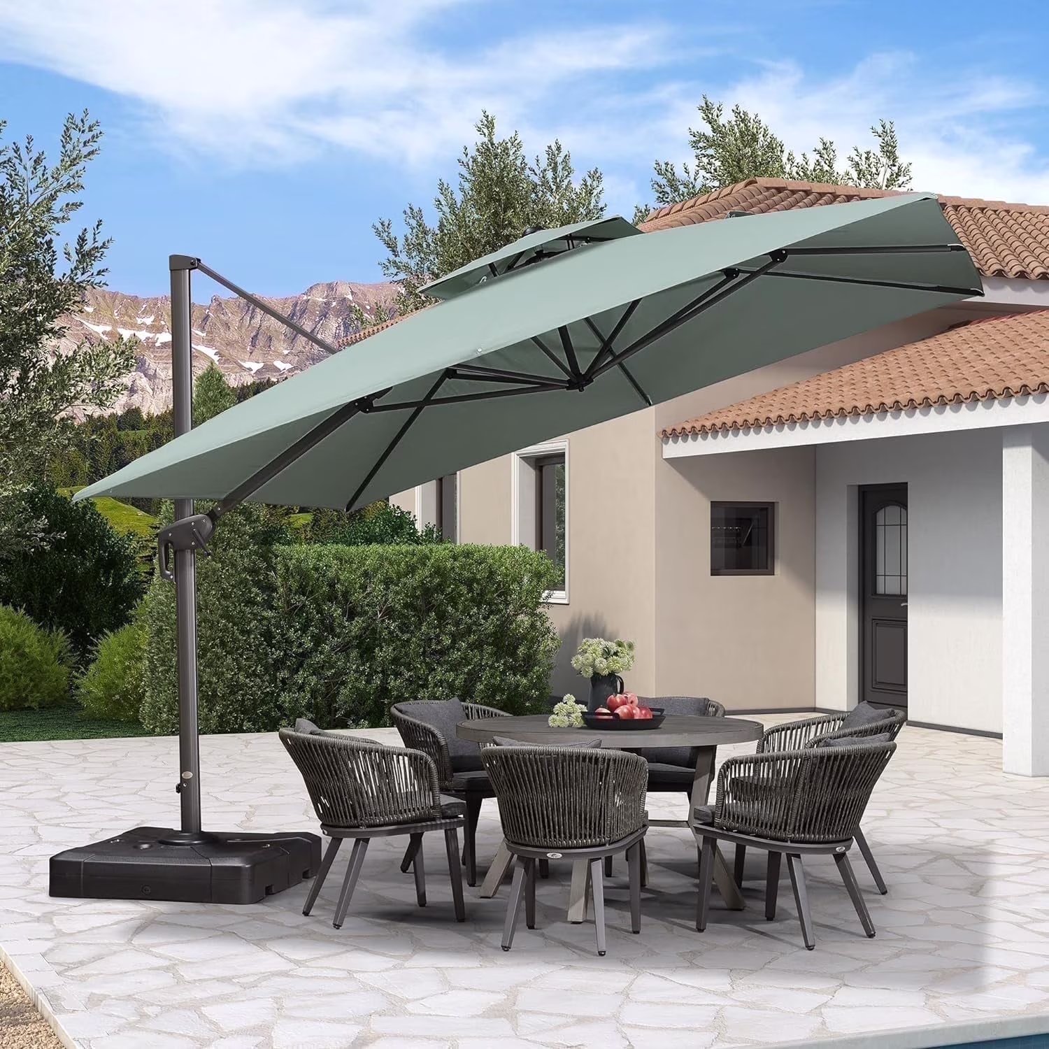 PURPLE LEAF Outdoor Cantilever Umbrella 10' X 13' Rectangle Umbrella Large Patio Umbrella Windproof Heavy Duty Hanging Offset Umbrella for Garden Outdoor Pool, Dark Grey - Image 5