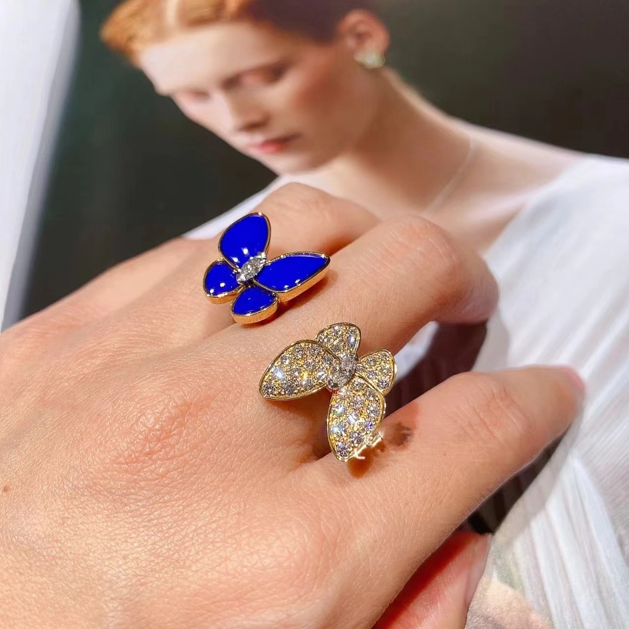 VCA Two Butterfly Between Finger Ring - Original Replica Club