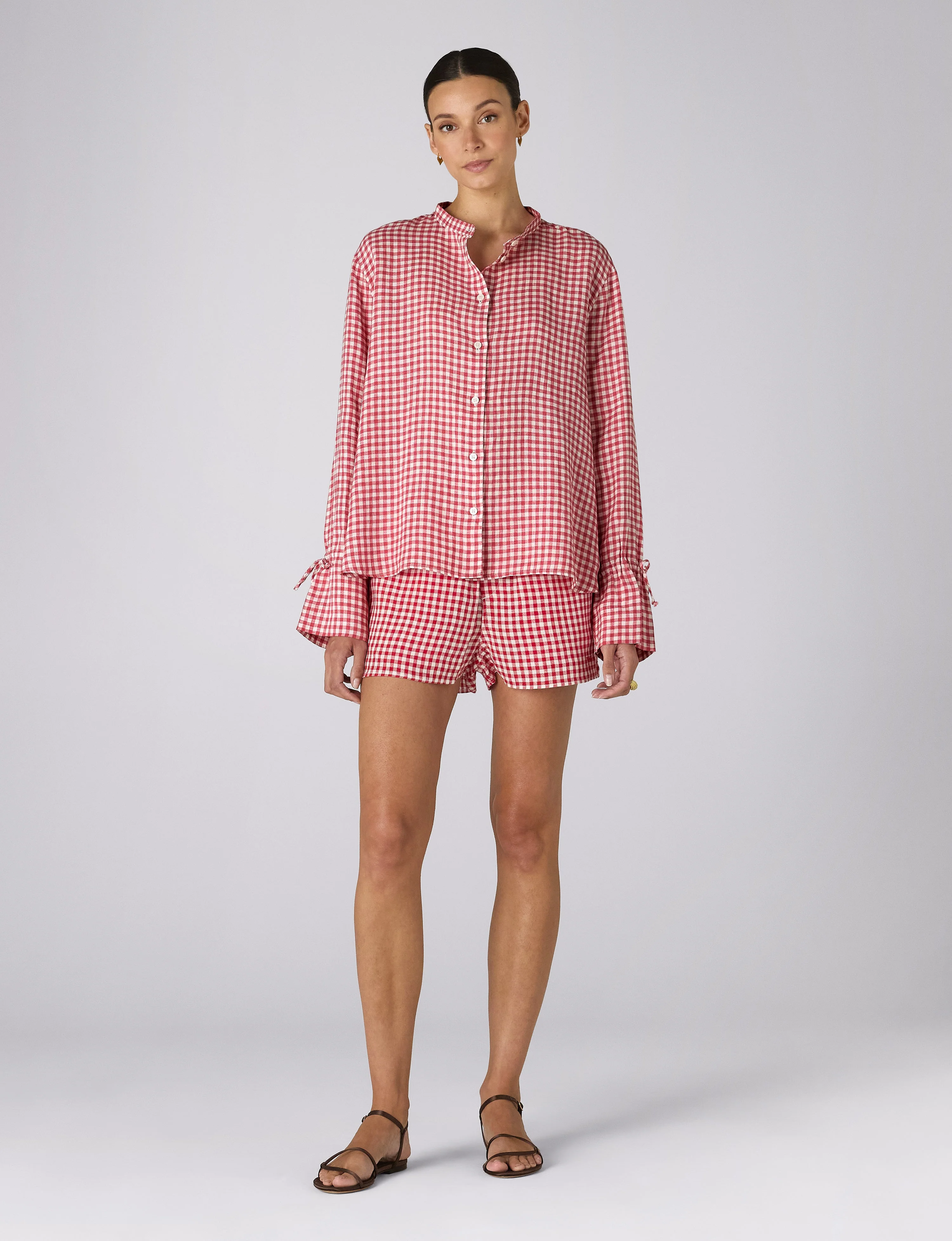 MuteThread The Set: Linen Blouse & Court Short, Post Box Red Gingham