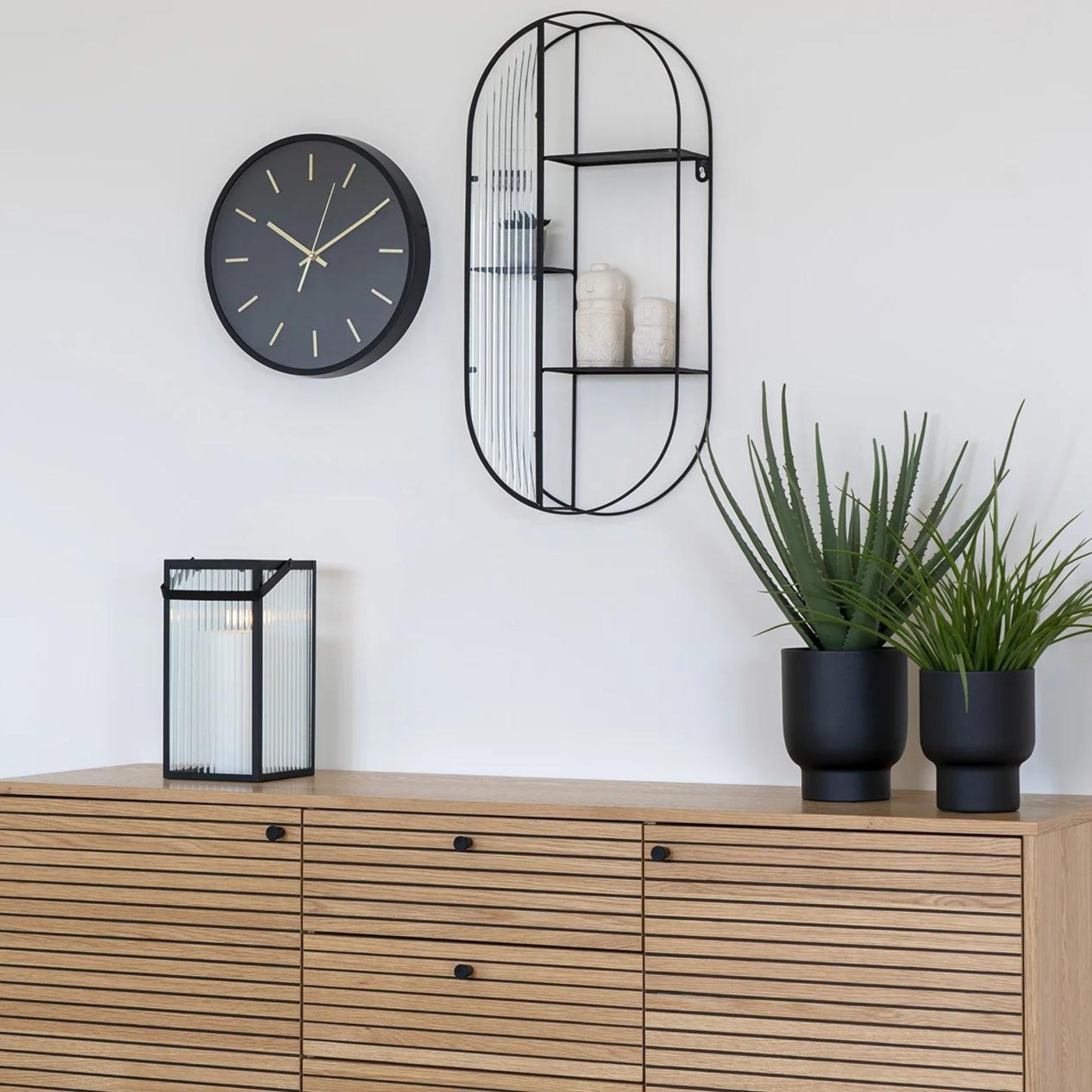 QUVIO Wandrek Mila - 3 Planken - Staal - Glas - Zwart