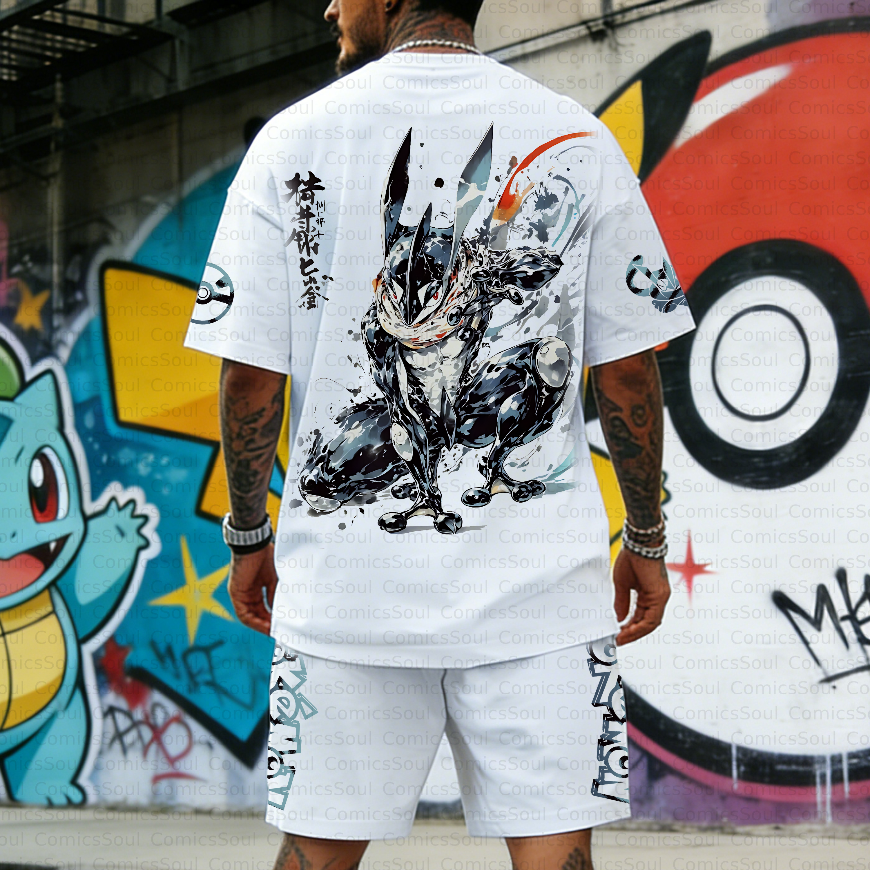 Unisex Anime Inspired Vintage T-shirt& Shorts 2 Pieces Set