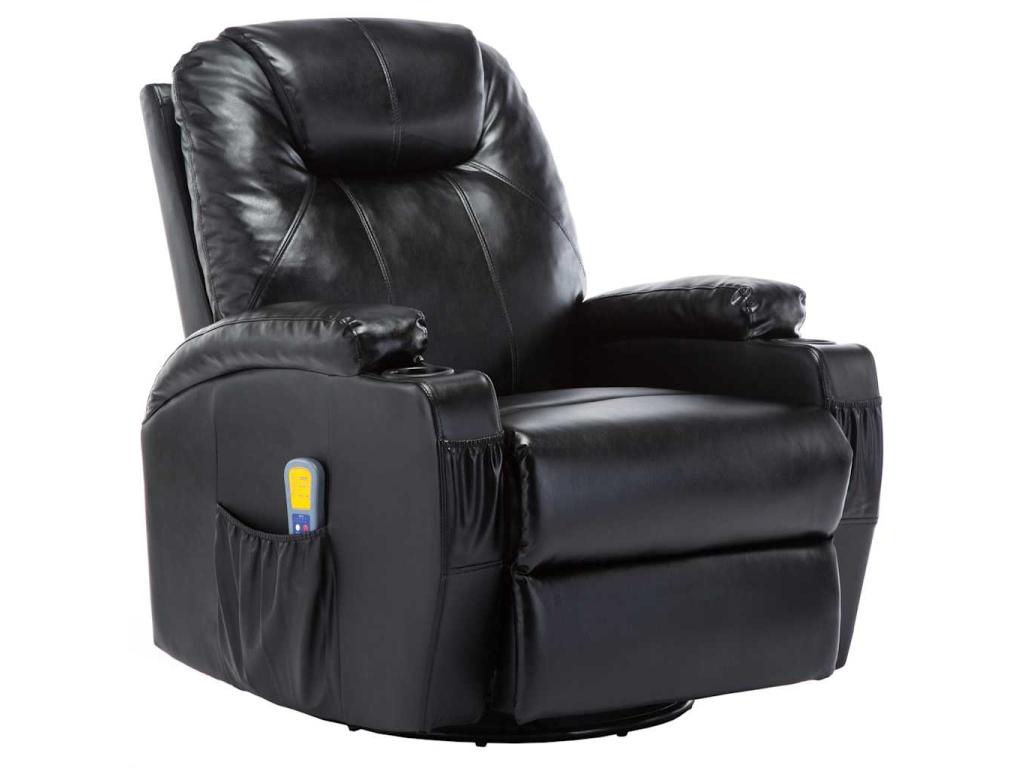 Sillón de masaje mecedora de cuero sintético negro