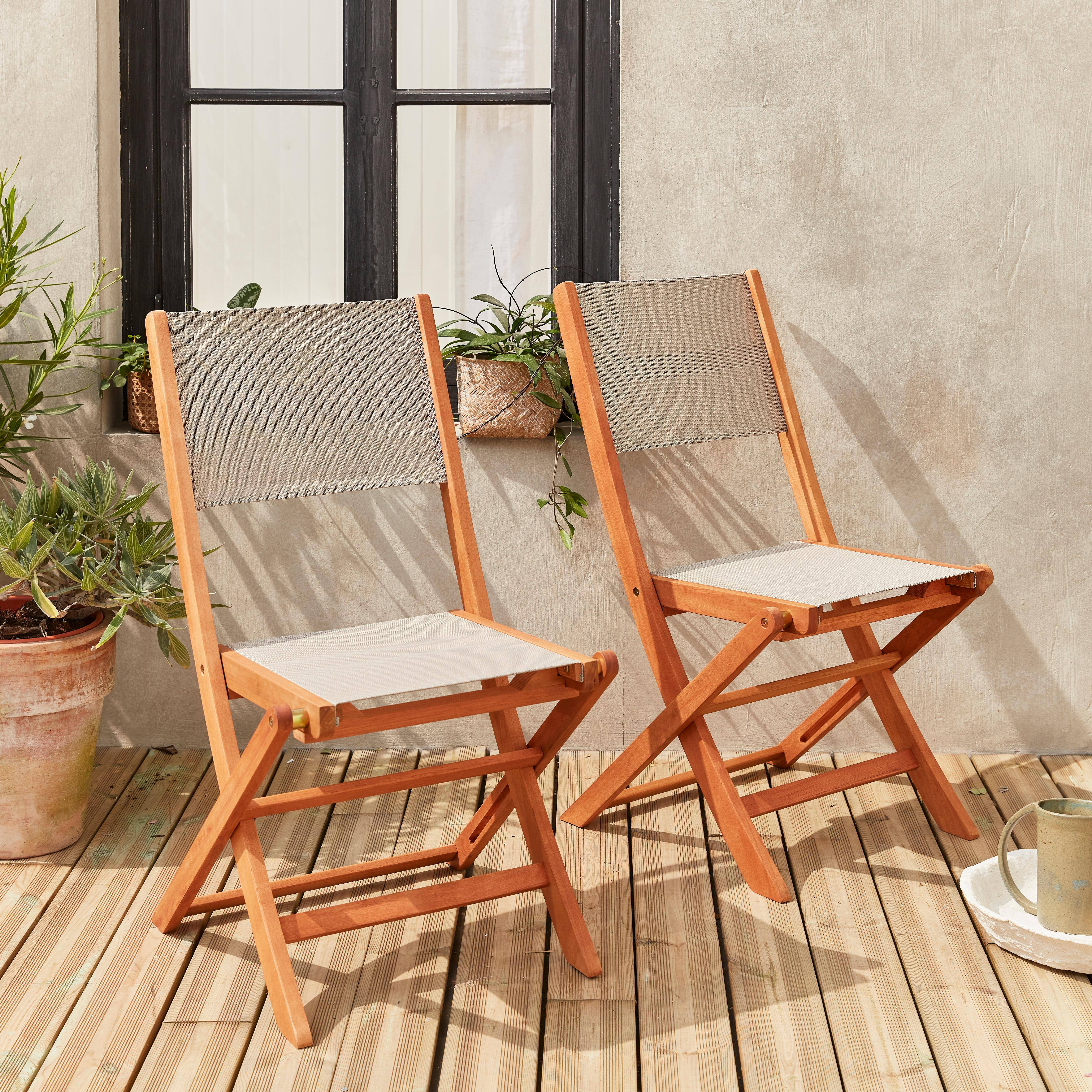 Almeria - Silla de jardín plegable de madera de eucalipto, set de 2
